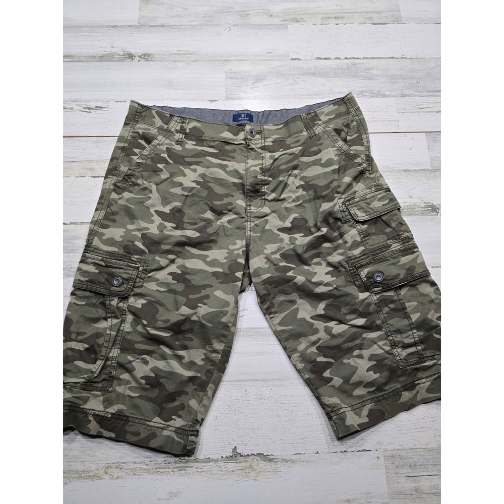 Old Navy Mens Camo Cargo Shorts Green‎ Brown Camouflage Cotton Size 36 Relaxed